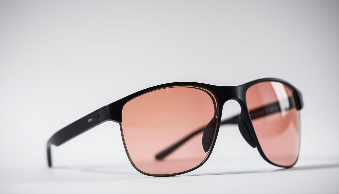 A close-up view of high-quality, water-resistant lenses for outdoor activities, showcasing their advanced optical properties. The lenses are positioned in the foreground, with a clean, minimalist background that allows their features to take center stage. The lighting is soft and diffused, highlighting the lenses' clarity, scratch-resistance, and anti-glare coatings. The angle showcases the curved shape and precise craftsmanship, emphasizing the lenses' ability to provide distortion-free vision and ample protection from the elements during demanding outdoor pursuits. An atmospheric, aspirational mood conveys the importance of investing in quality sports eyewear to enhance the overall outdoor experience.